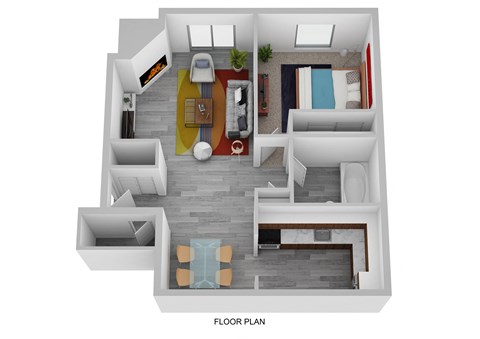 Floor plan for 1 bed, 1 bath
